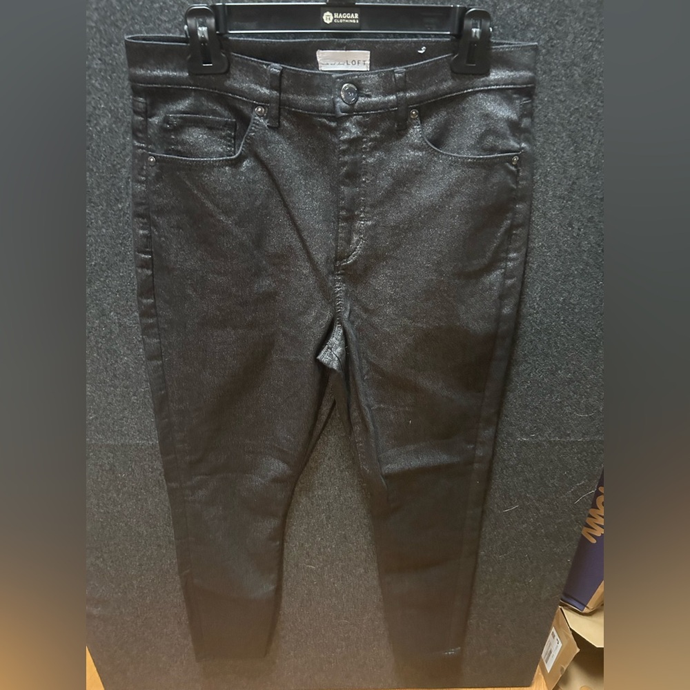 Loft High Waist Skinny Shimmer Metallic Pants Size 12